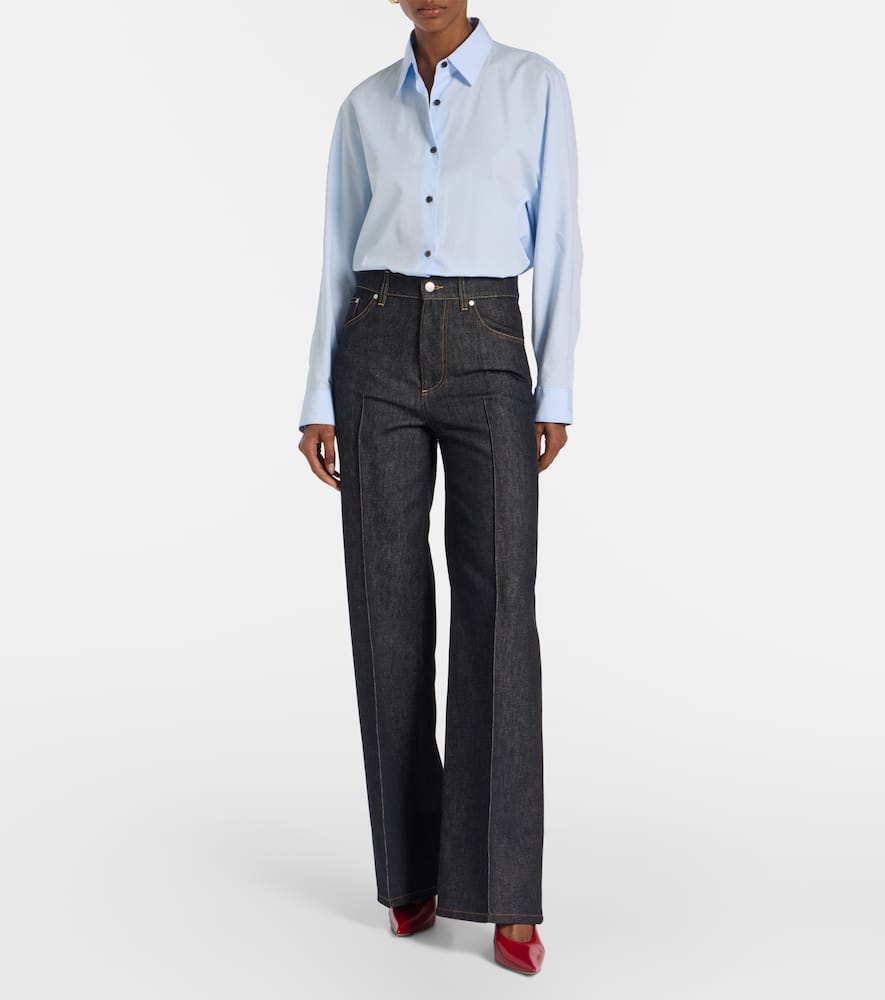 Mid-rise wide-leg jeans