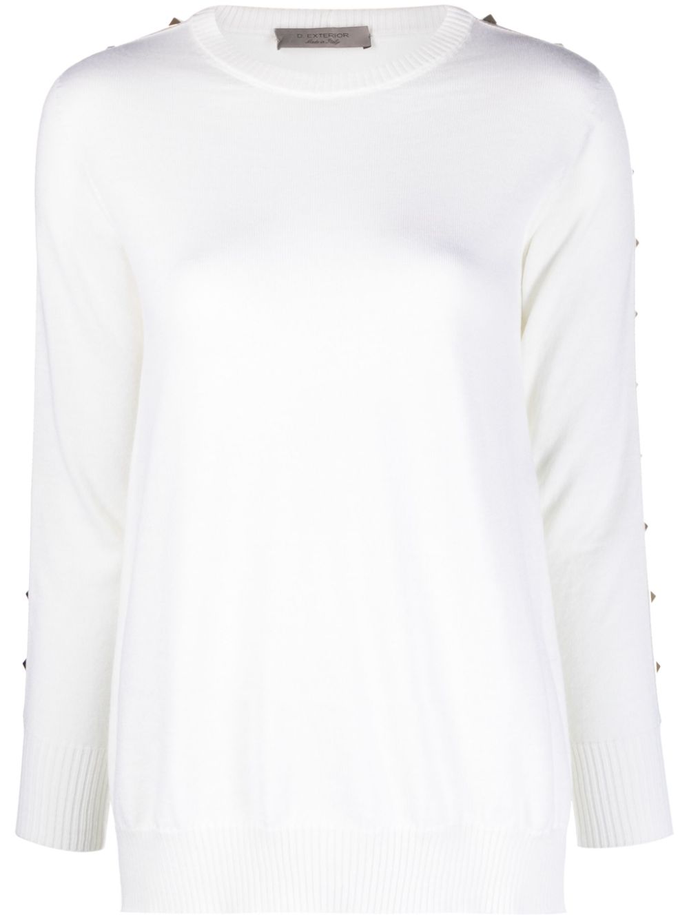 Stud-embellished wool jumper - White