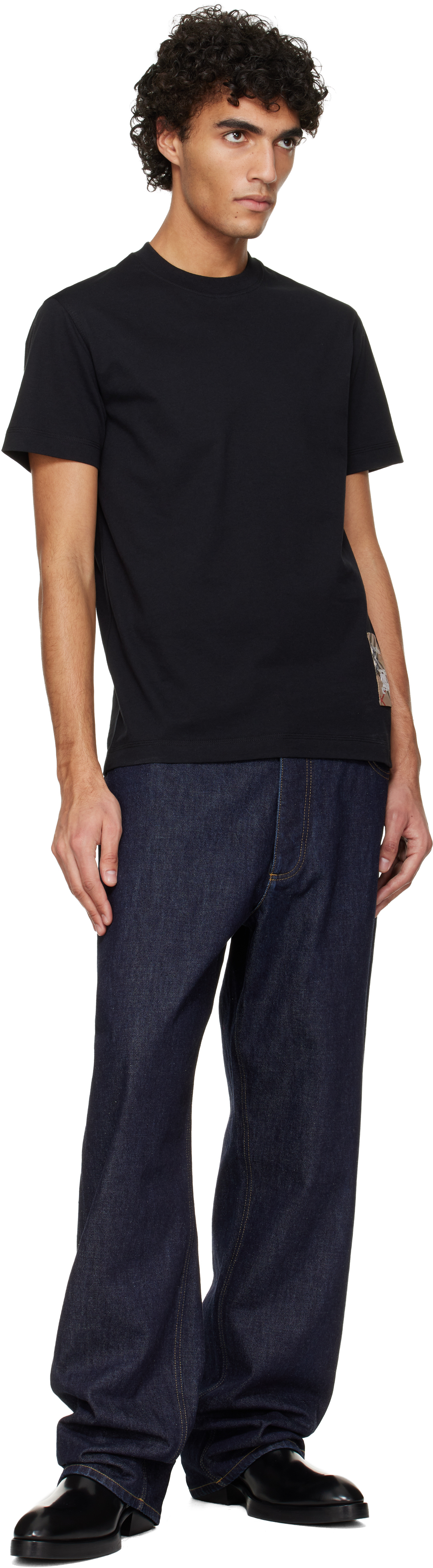 Black Check Label Cotton T-shirt