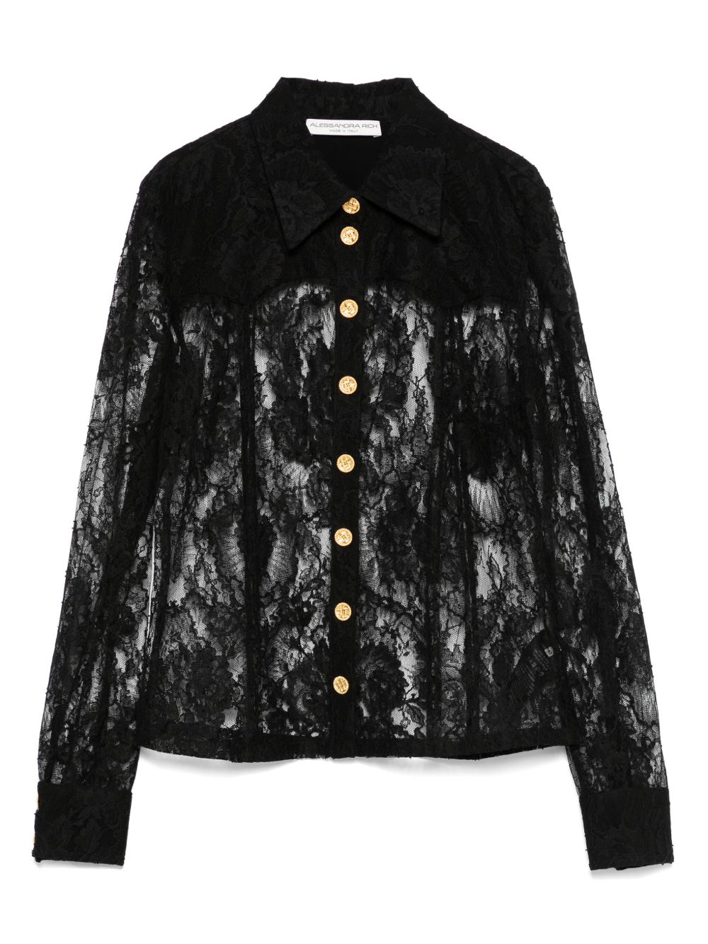 Embroidered-lace shirt - Black