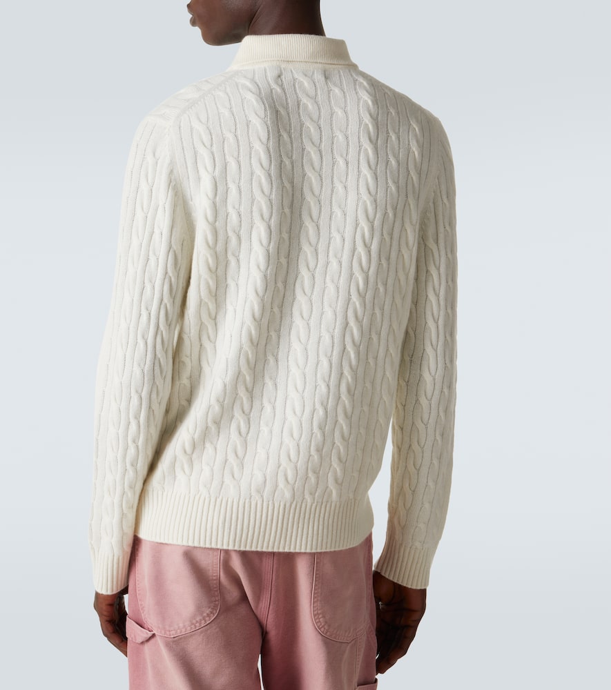 Cable-knit cashmere polo sweater