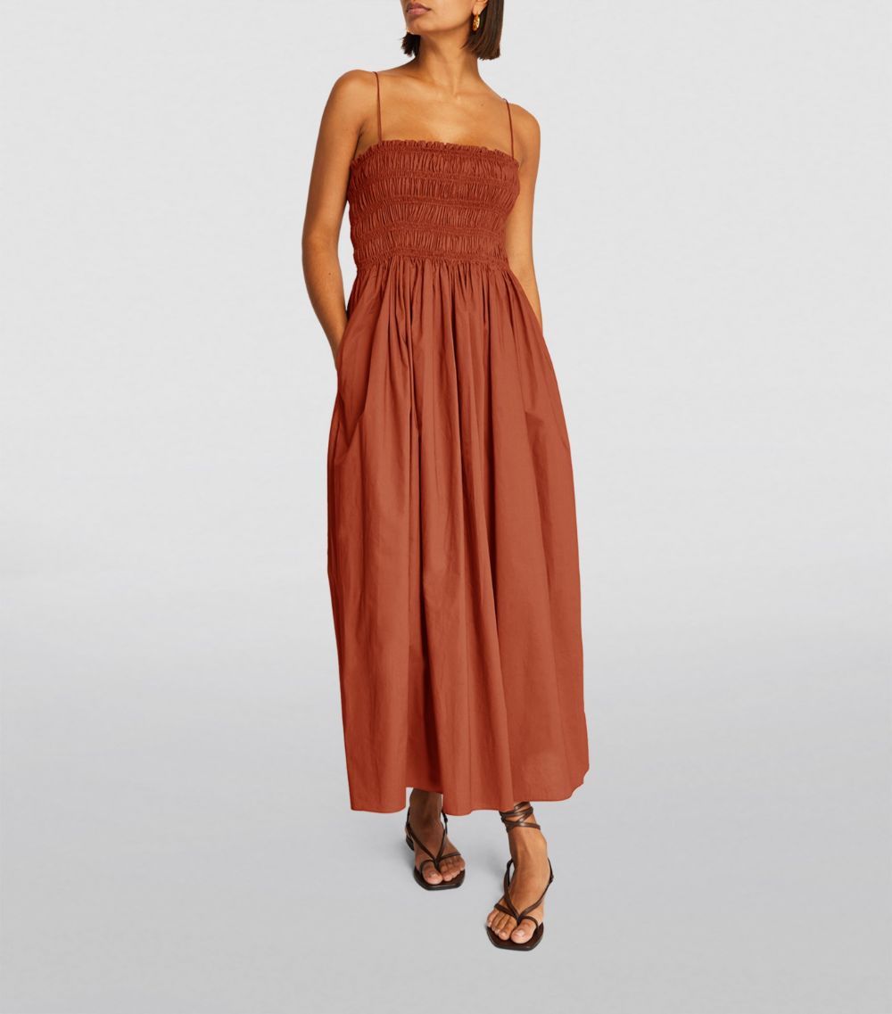 Shirred Midi Dress