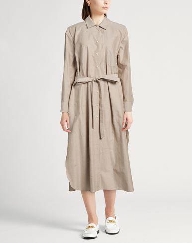 Woman Midi dress Beige Size 8 Cotton, Polyester