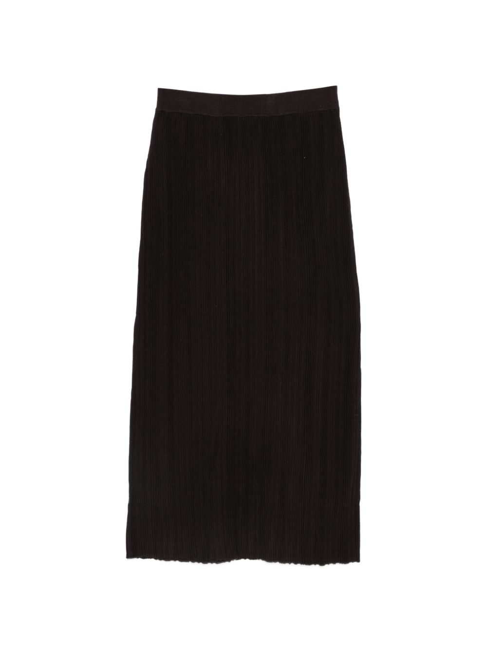 Ribbed Wool Knit Skirt — Black