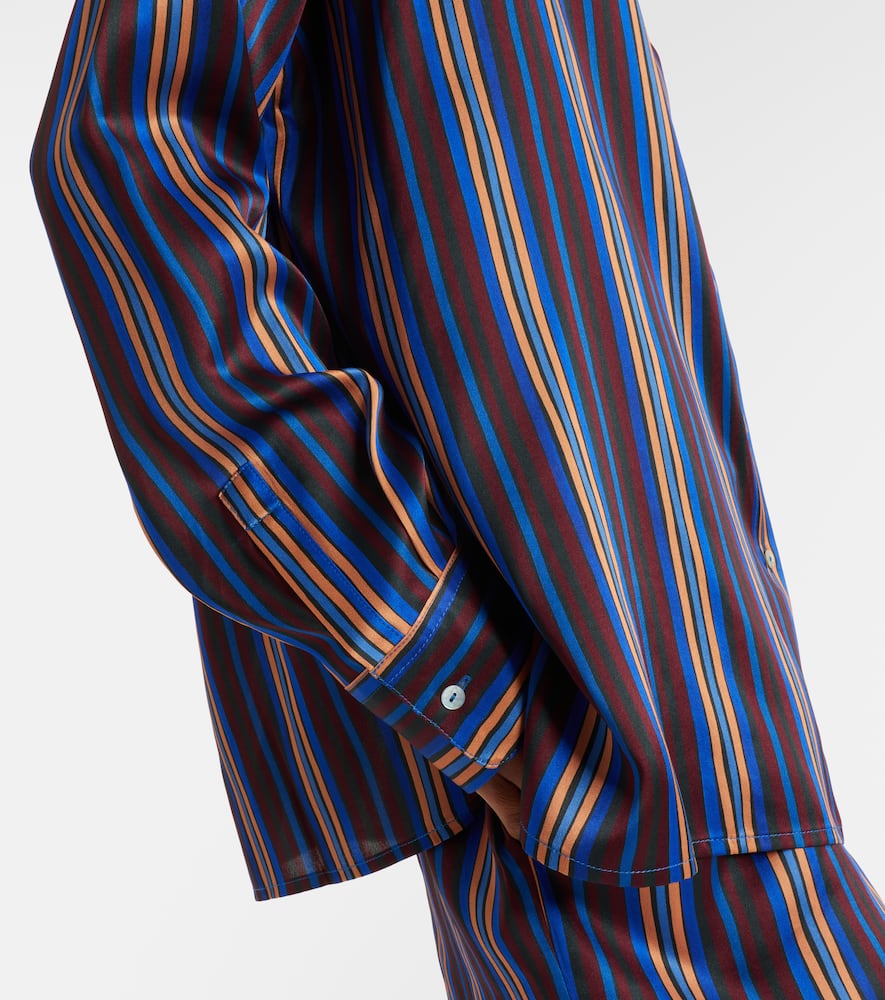 Maya striped silk charmeuse pajama shirt