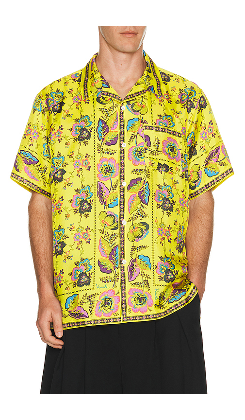 Vowels Short Sleeve Silk Shirt in Yellow - Yellow. 1 also