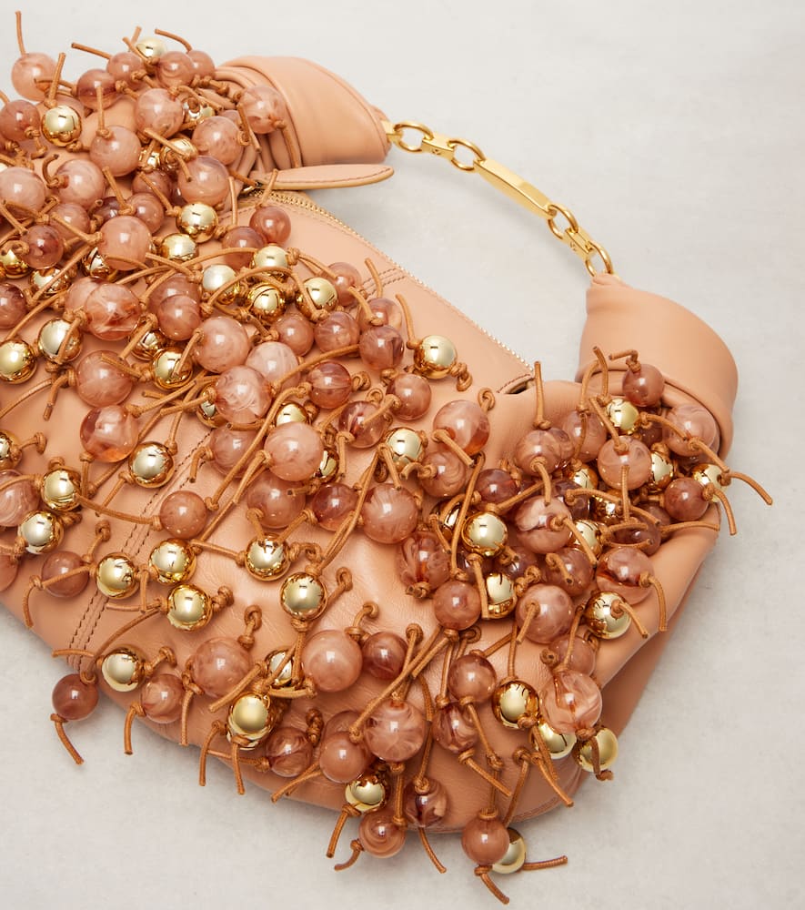Foam beaded leather shoulder bag