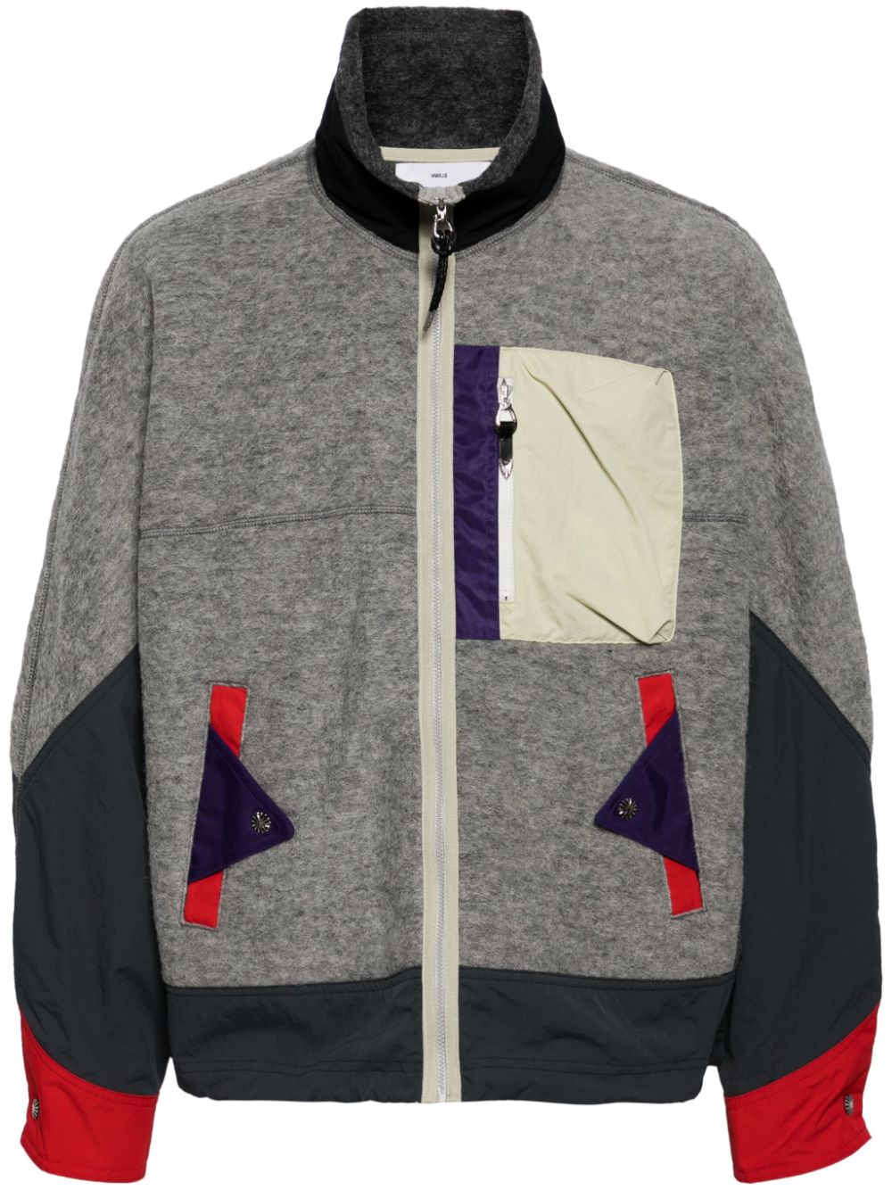 Colour-block panelled bomber jacket - Grey