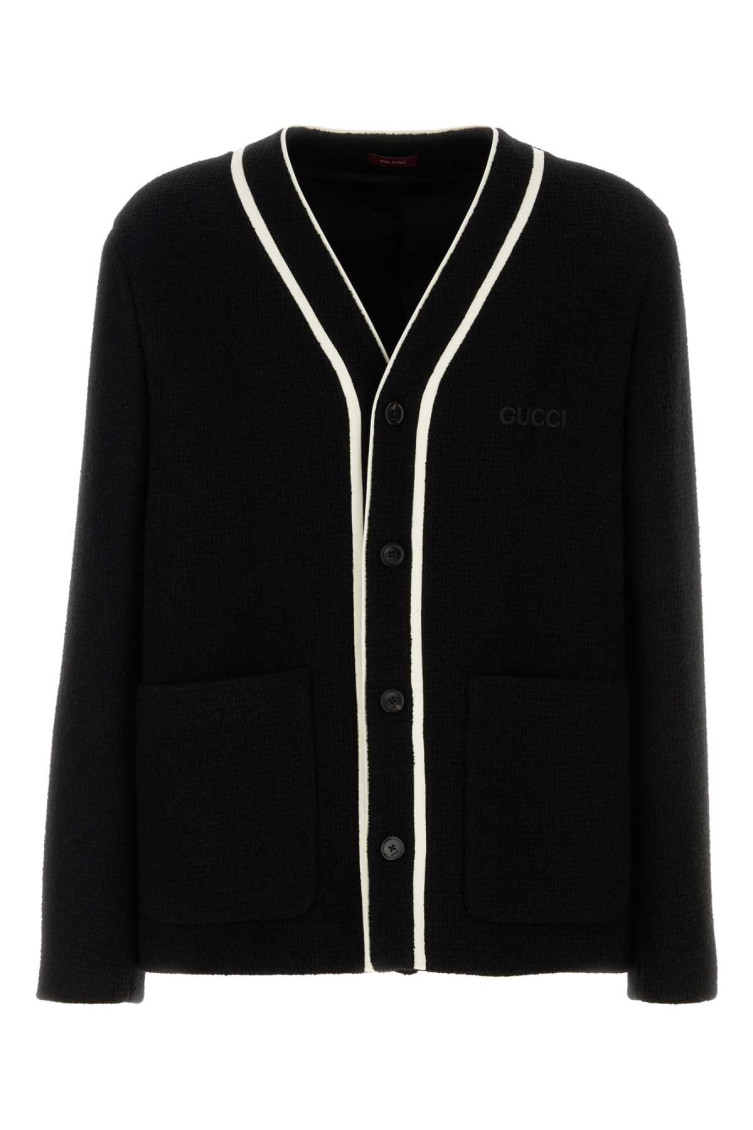Black Wool Blend Cardigan