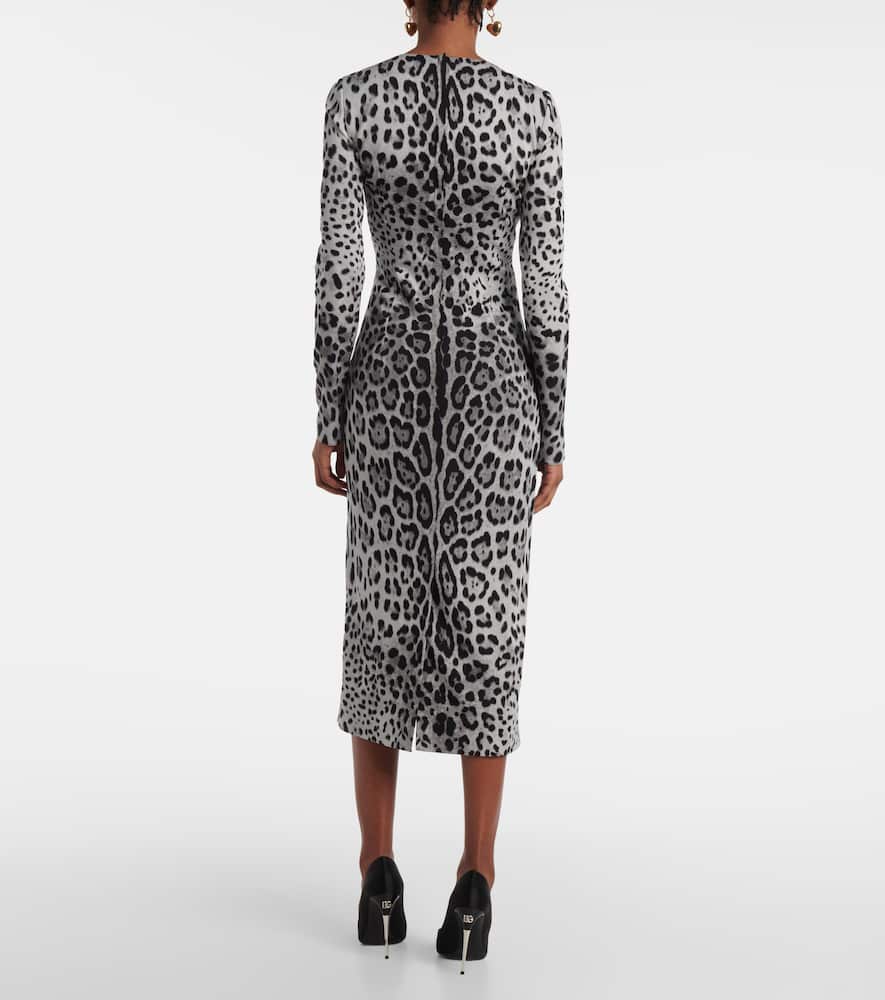 Leopard-print silk-blend midi dress