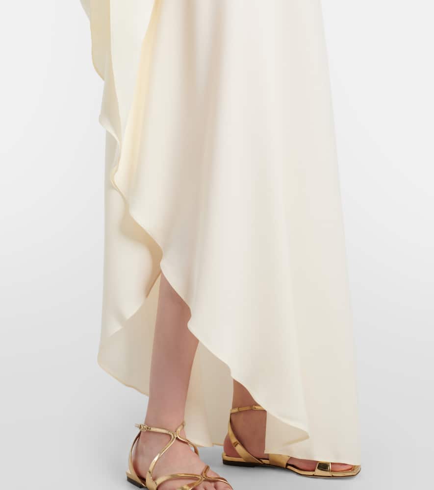 Bolkan Garden feather-trimmed maxi dress