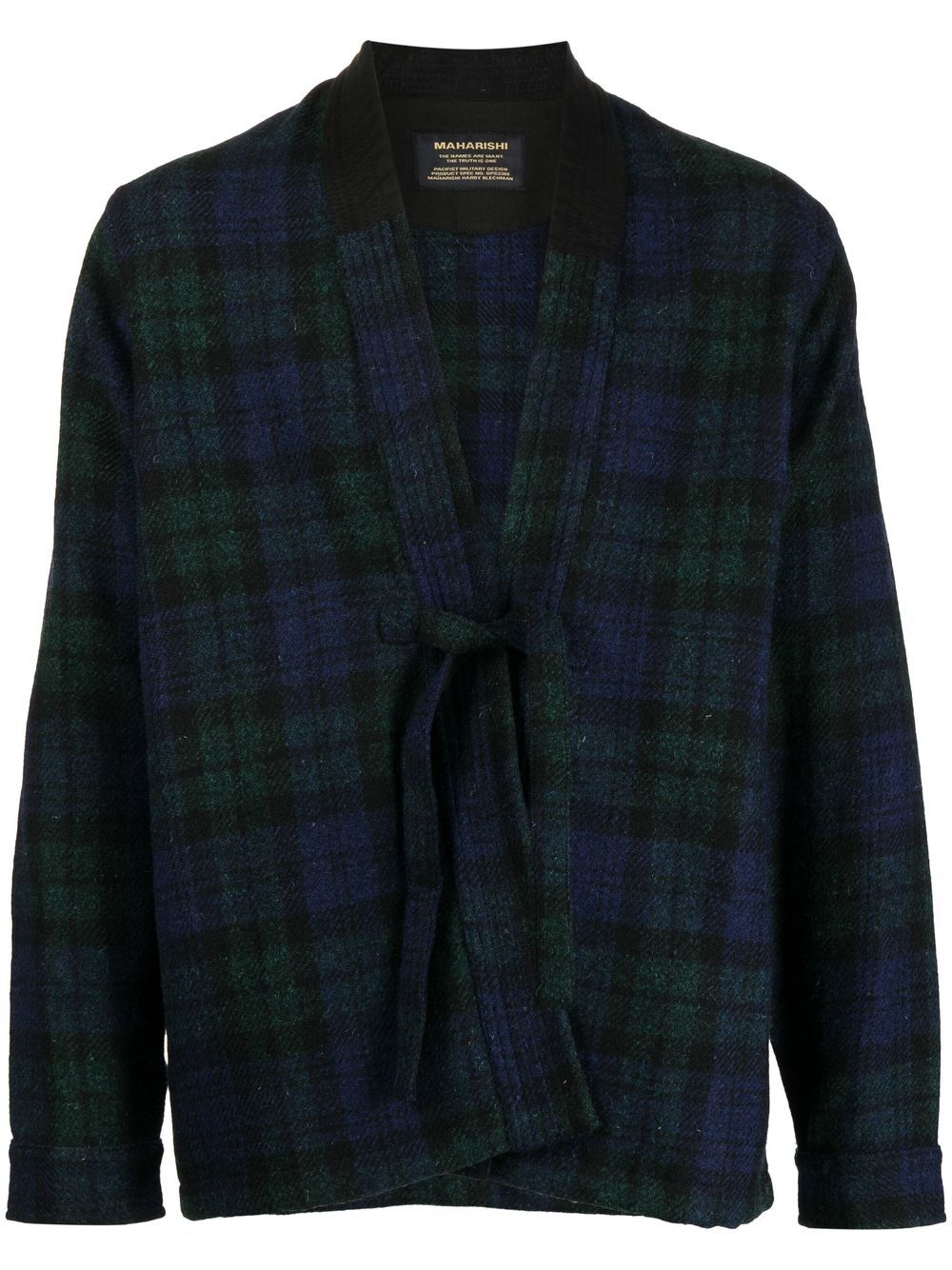 Tartan front-tie jacket - Blue