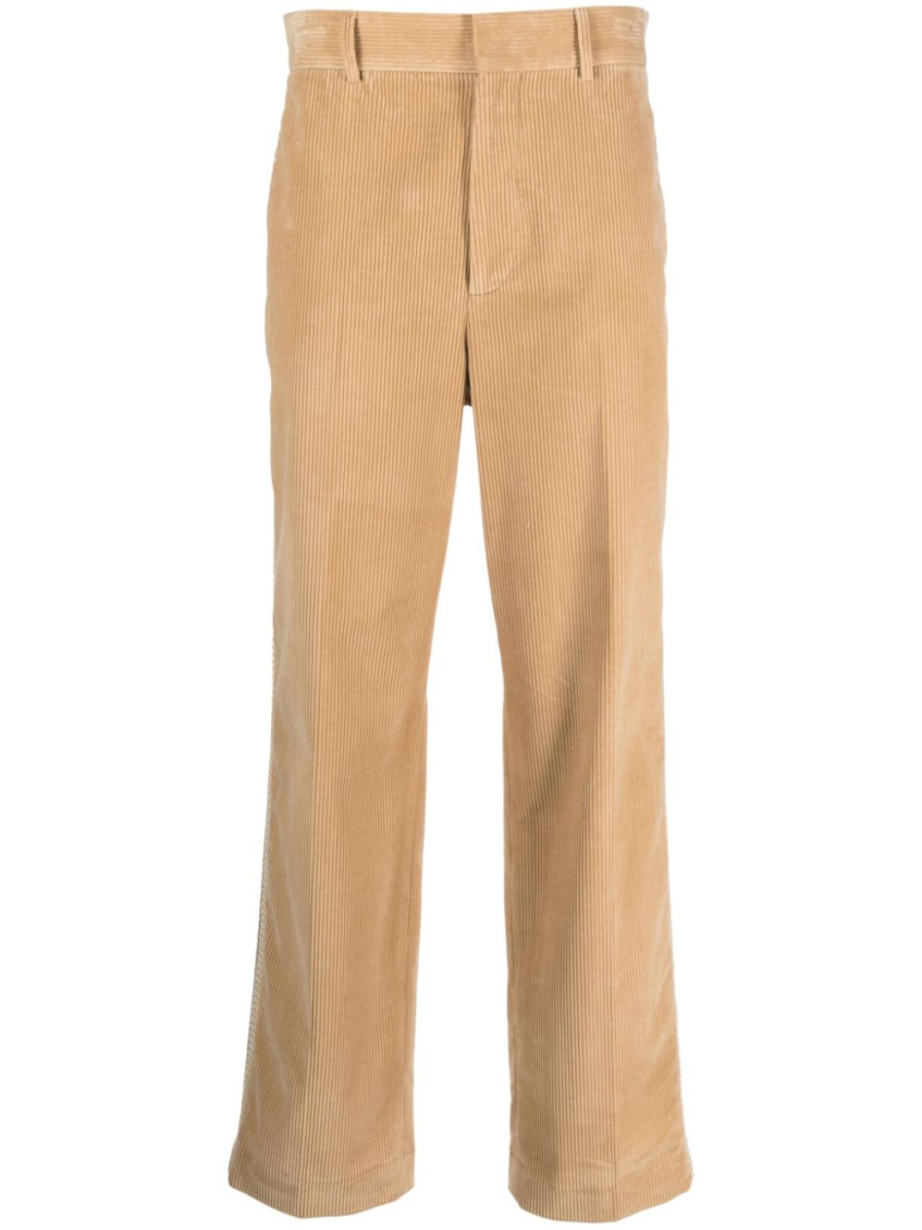 Crochet-stripe cotton corduroy trousers - Neutrals