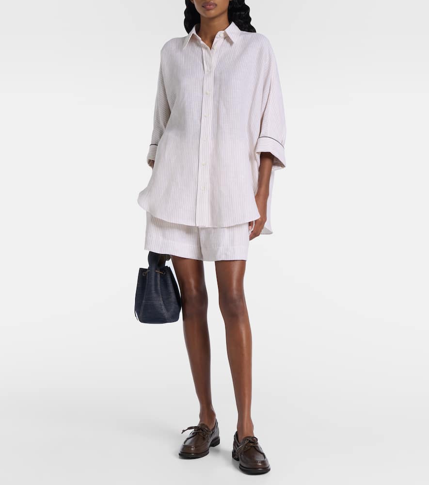 Striped linen Bermuda shorts