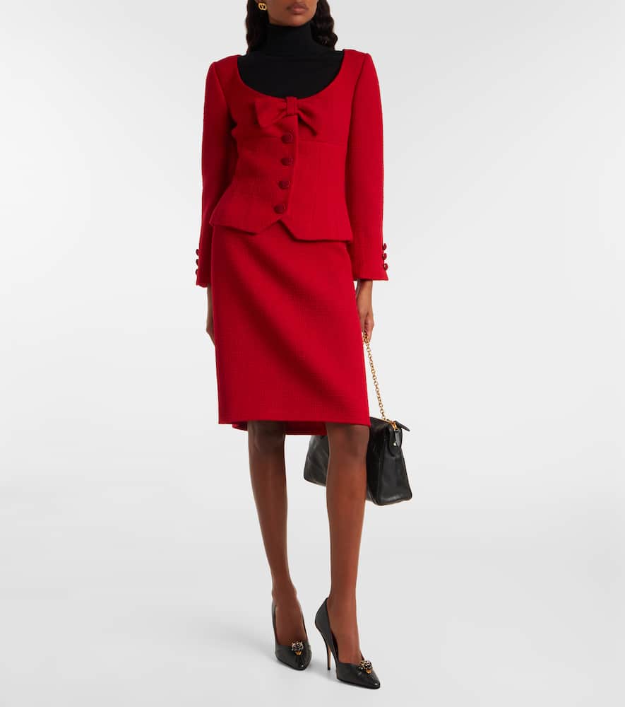 High-rise wool-blend tweed pencil skirt