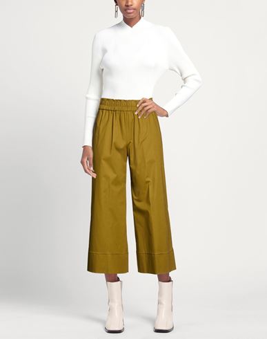 Woman Pants Military green Size 6 Cotton, Elastane