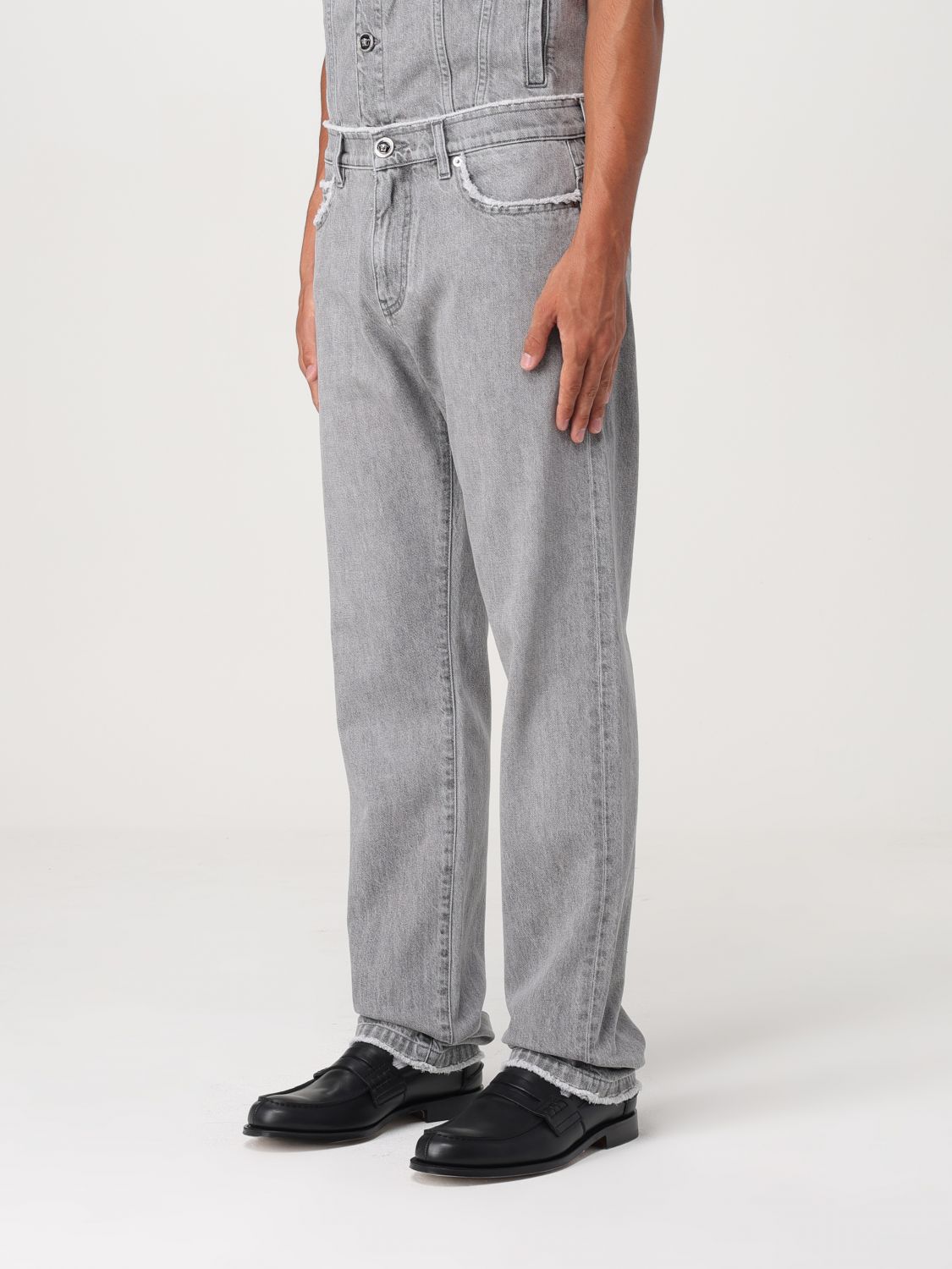 Frayed straight-leg jeans - Grey