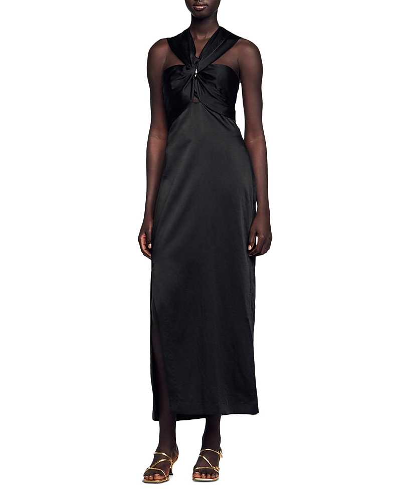 Slit Satin Effect Maxi Dress