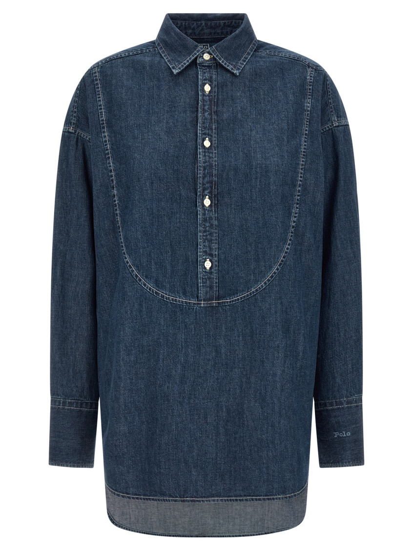 Denim Shirt With Curved Seams