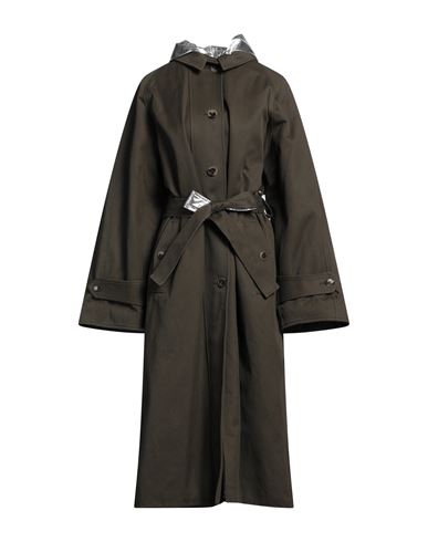 Rabanne Woman Coat Military green Size 6 Cotton