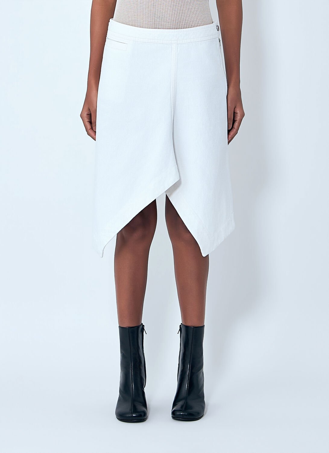 Asymmetric Denim Skirt - Woman Skirts White Fr