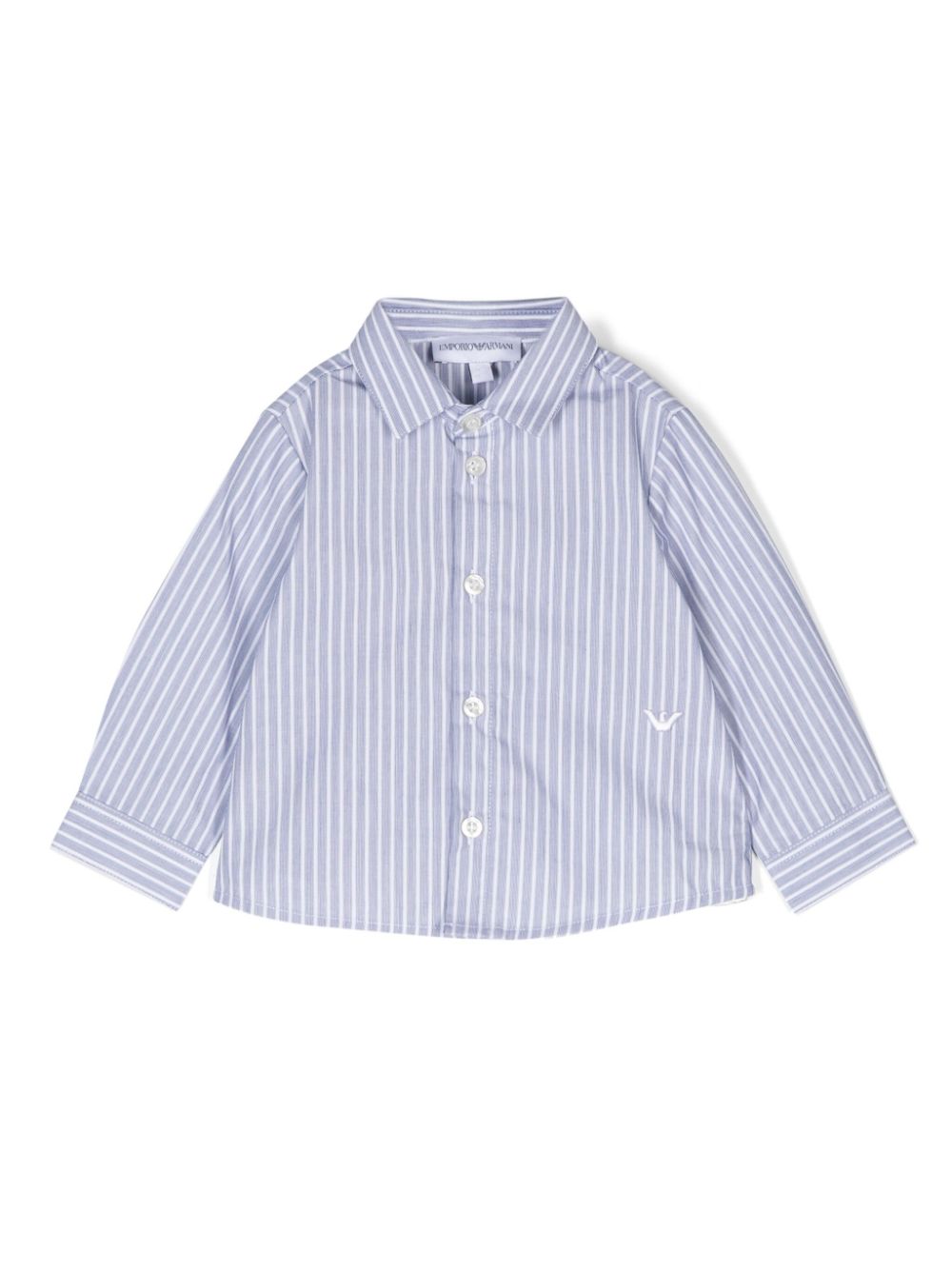 Logo-embroidered striped shirt - White
