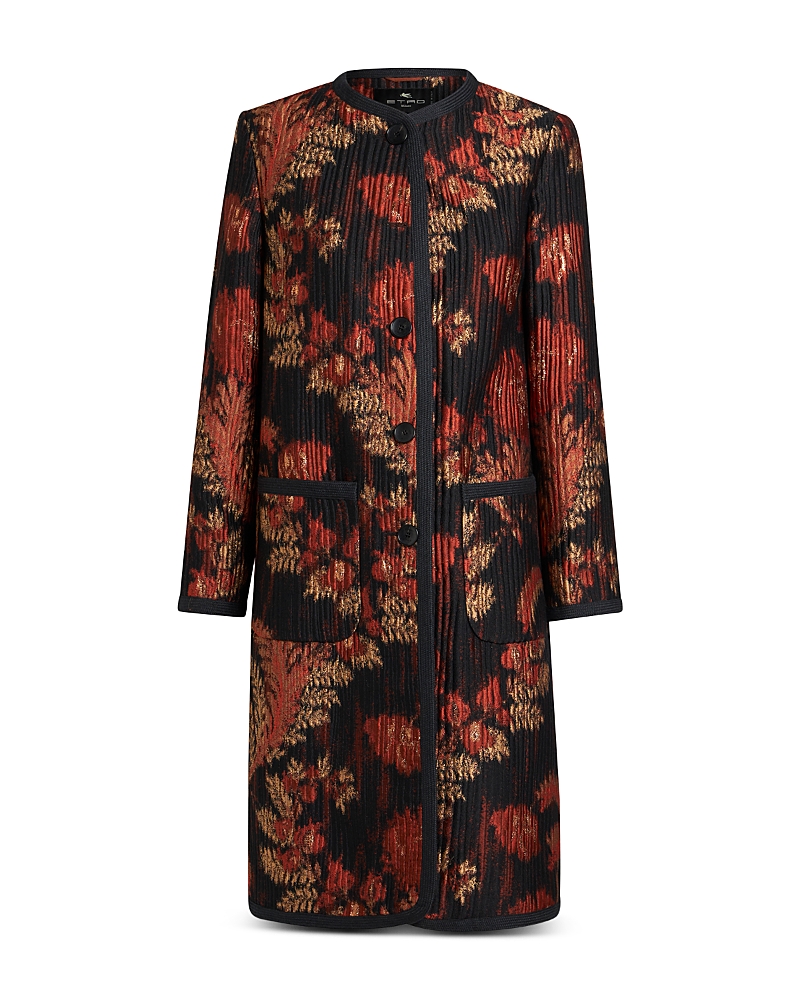Abstract-jacquard coat - Black