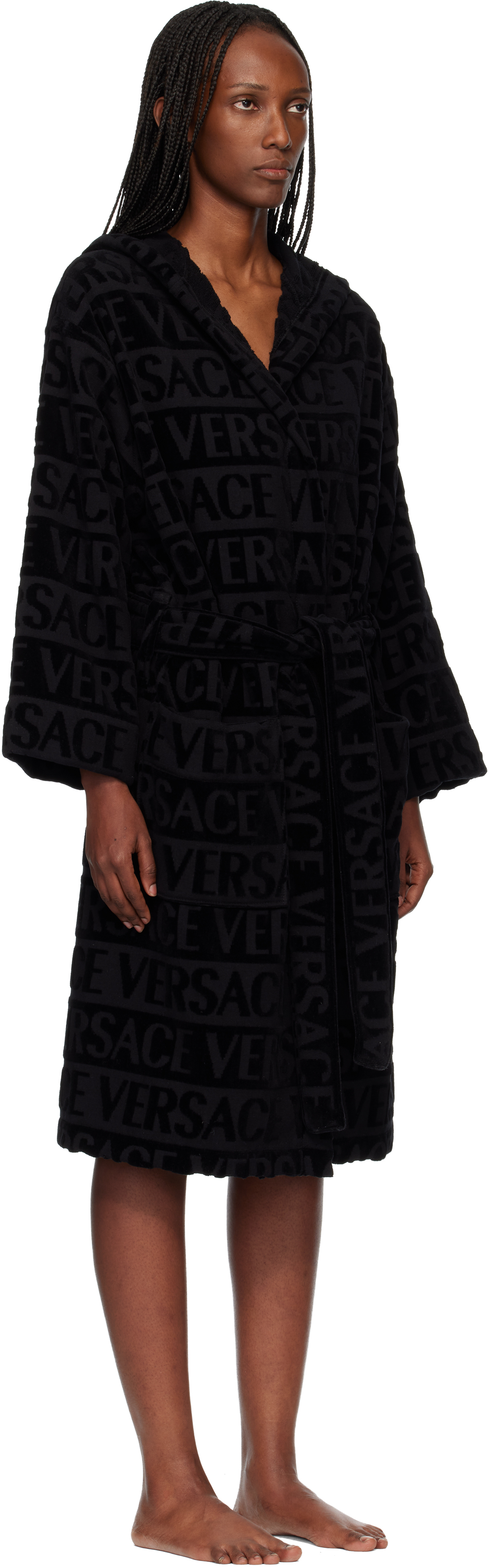 Black 'Allover' Bathrobe
