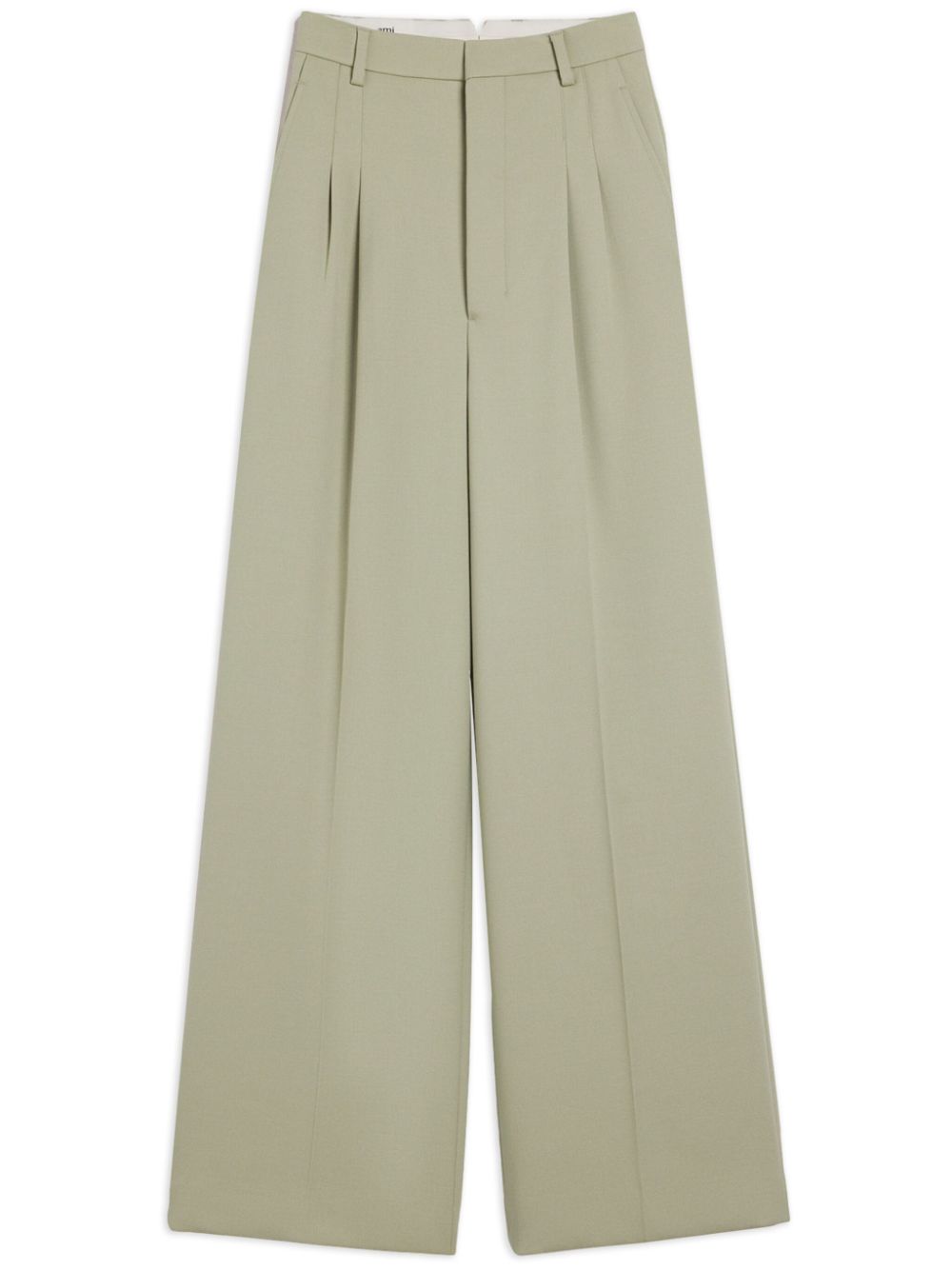 Wide-leg tailored wool trousers - Neutrals