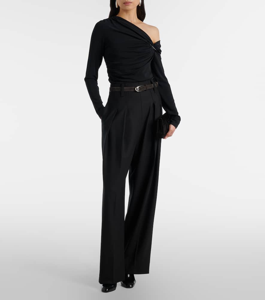 Lozea asymmetric ruched jersey top