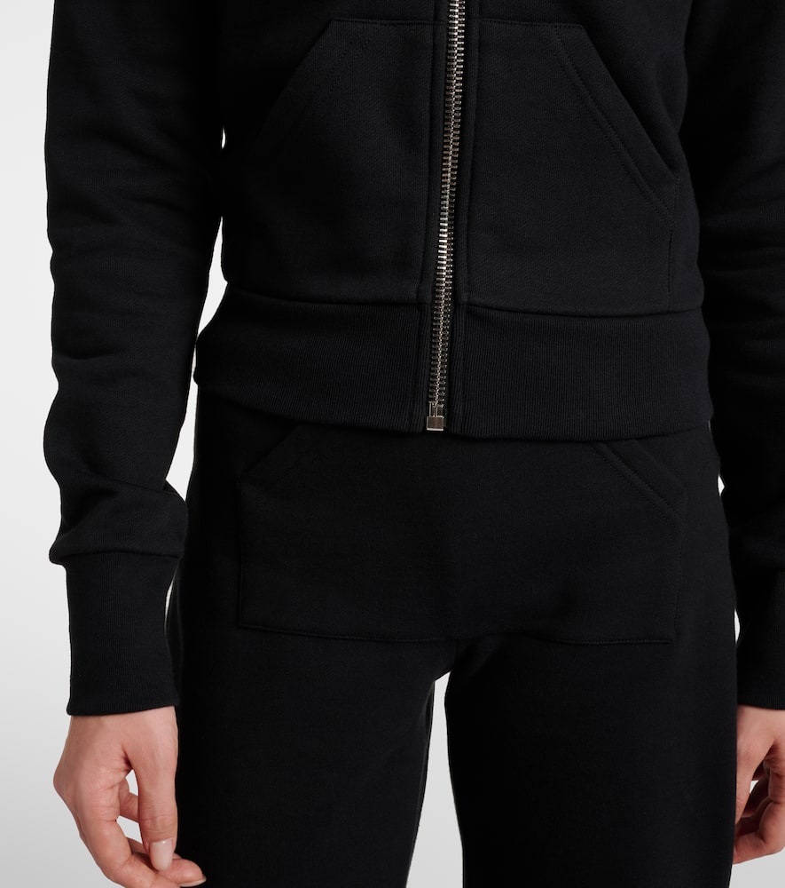 Cotton-blend jersey zip-up hoodie