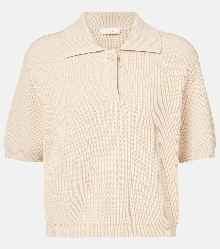 Ribbed-knit silk and cotton polo shirt