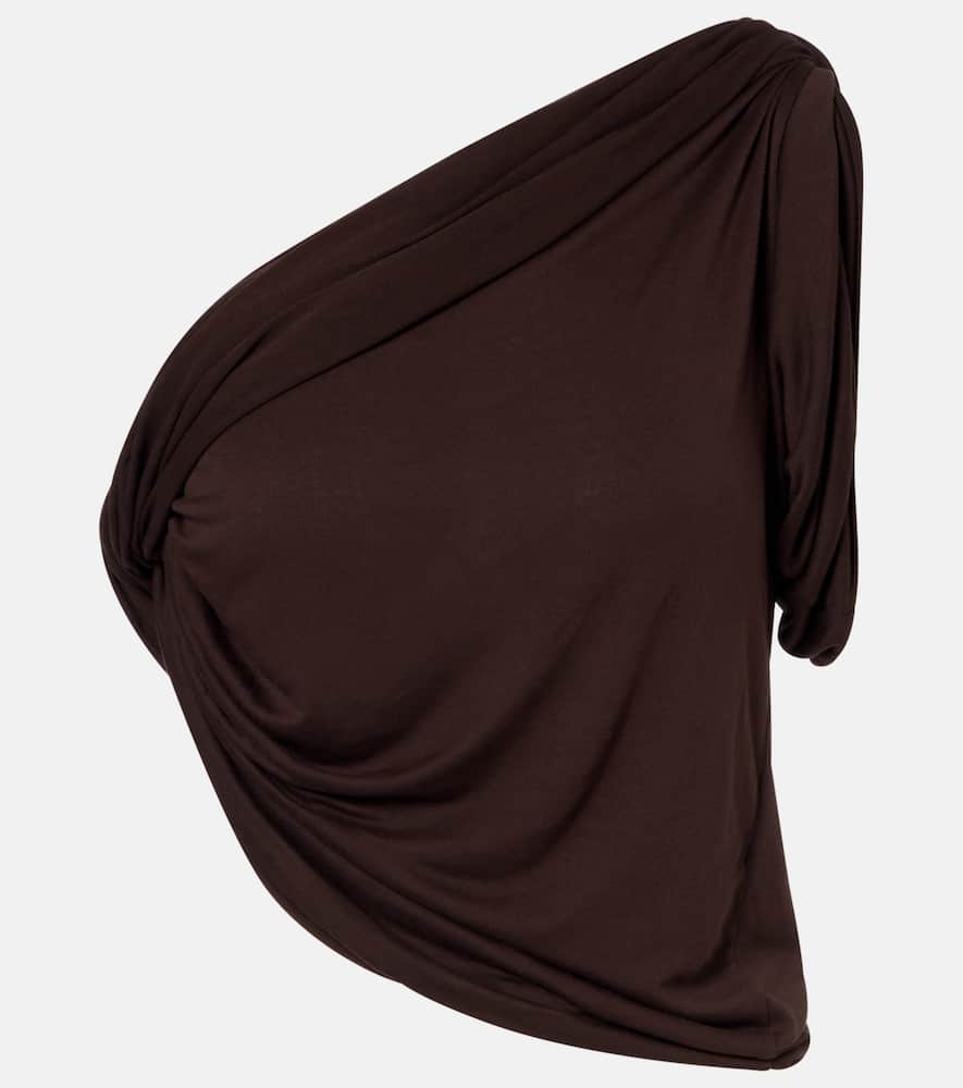Draped knitted one-shoulder top