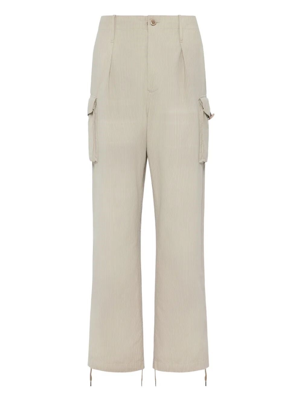 Cotton-Blend Pinstripe Pattern Cargo Trousers