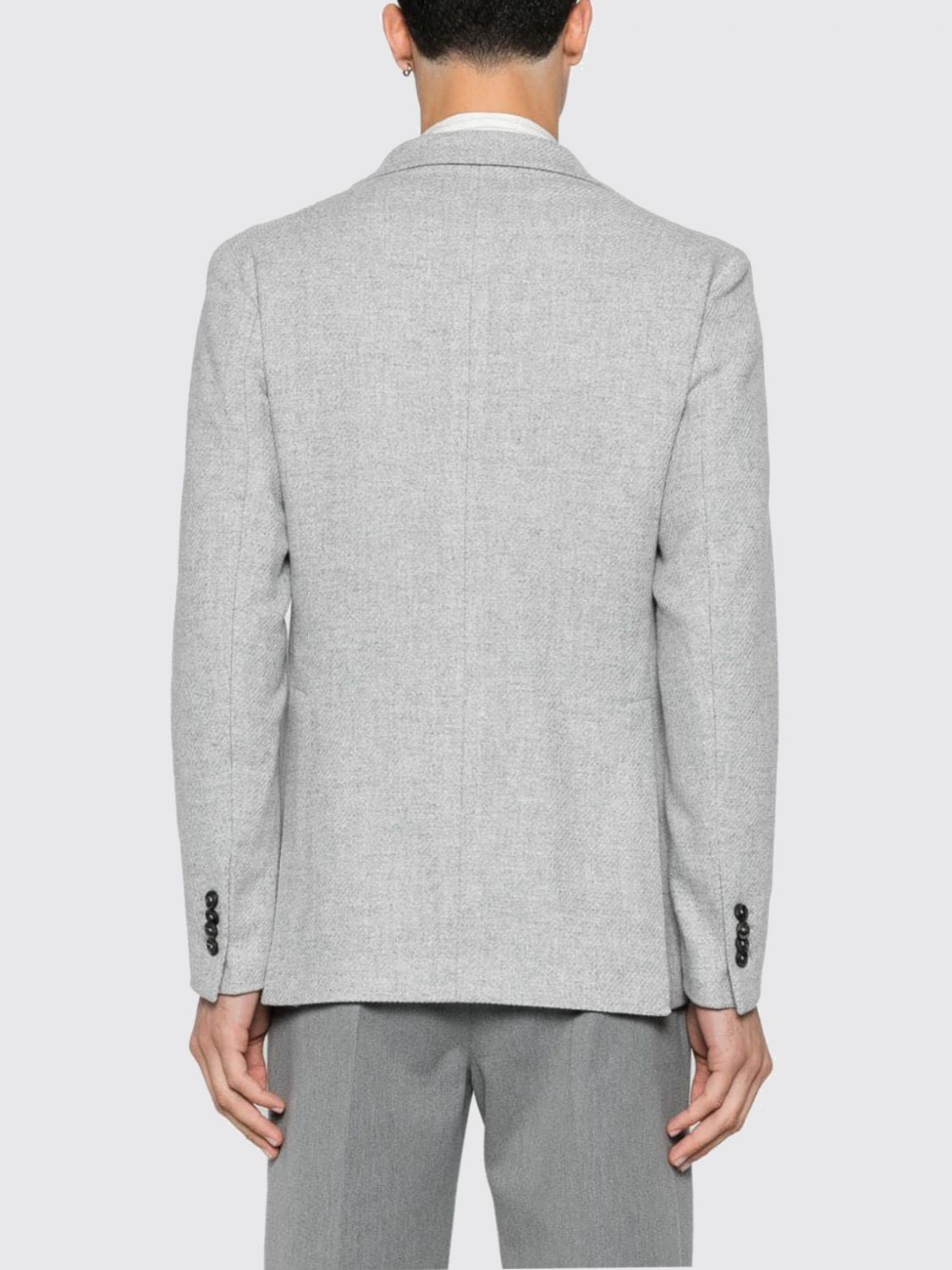 Single-breasted virgin wool-blend blazer - Neutrals