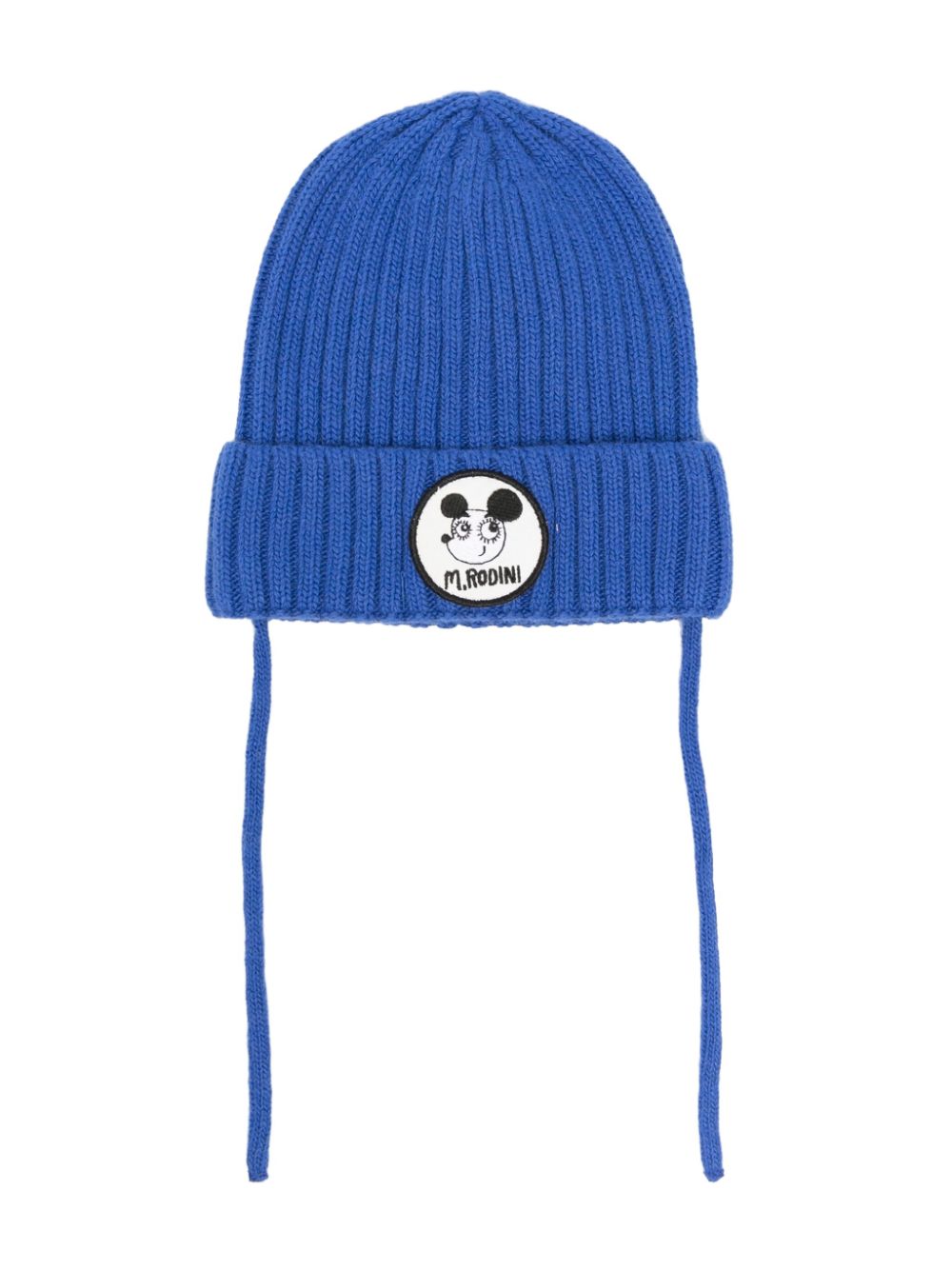 Logo-patch wide-ribbed beanie - Blue