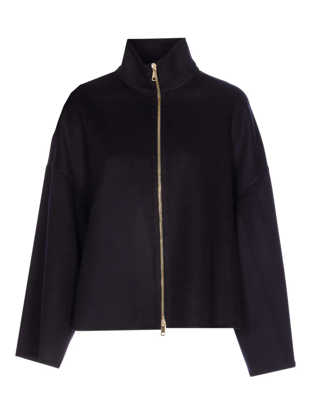 Merino Wool High-Neck Jacket — Black