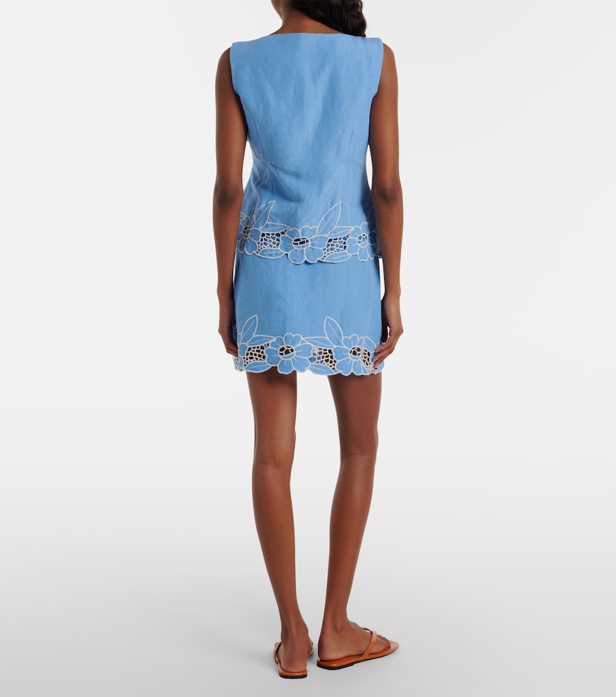 Nancye cutout linen-blend miniskirt