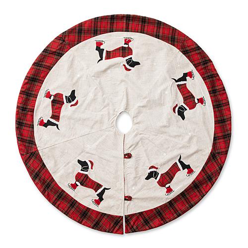 "48"" Fabric Christmas Tree and Dachshund Skirt"