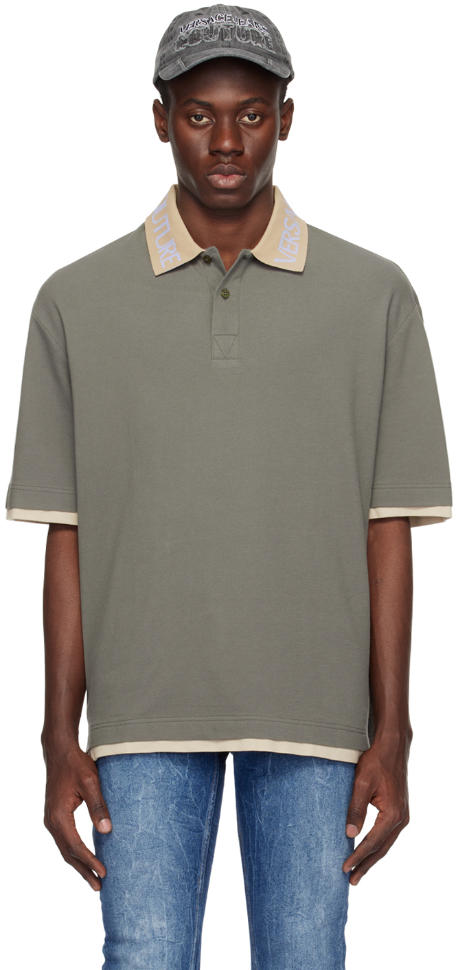 Versace Jeans Couture Khaki Intarsia Polo