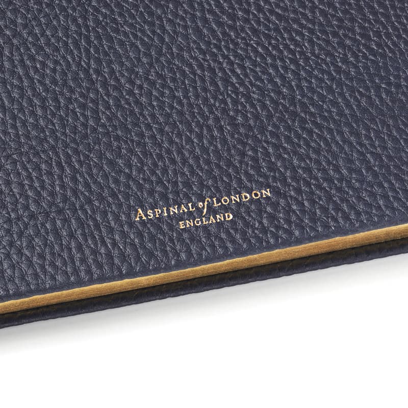 A5 Leather Bound Notebook in Navy Pebble