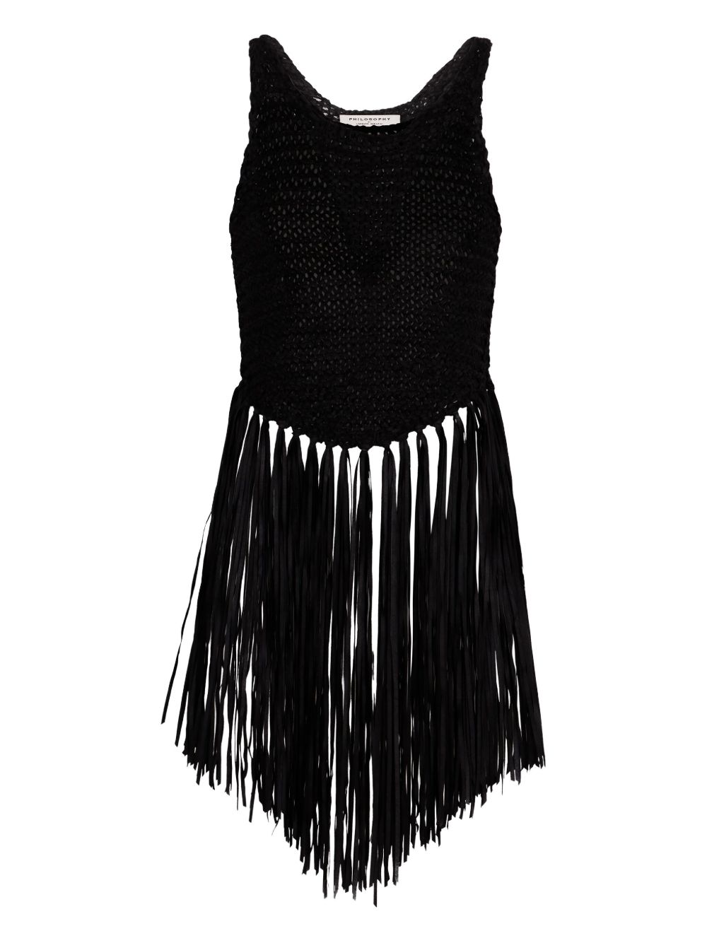 Fringe-detail top - Black