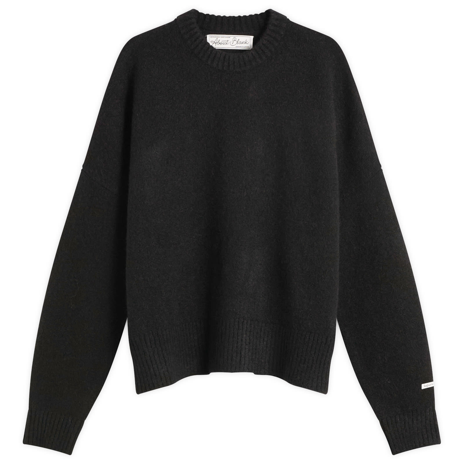 Men's Mohair Knitted Logo Crewneck Black/Ecru