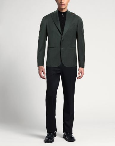 Roberto P Luxury Man Blazer Dark green Size 40 Wool, Polyester, Elastane