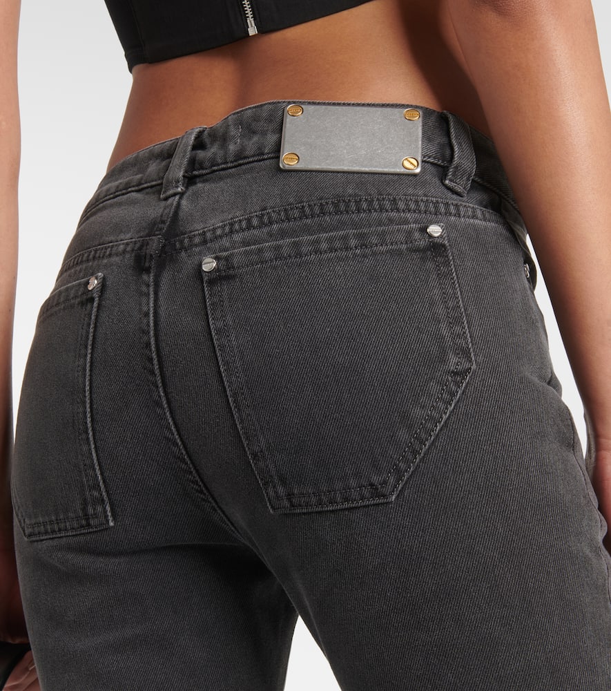 Darted mid-rise flared jeans