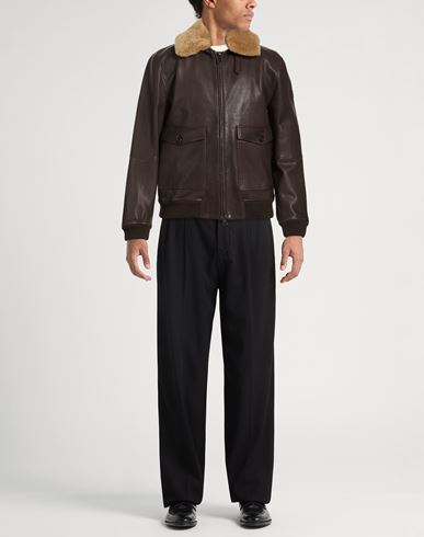 Man Jacket Dark brown Size L Leather