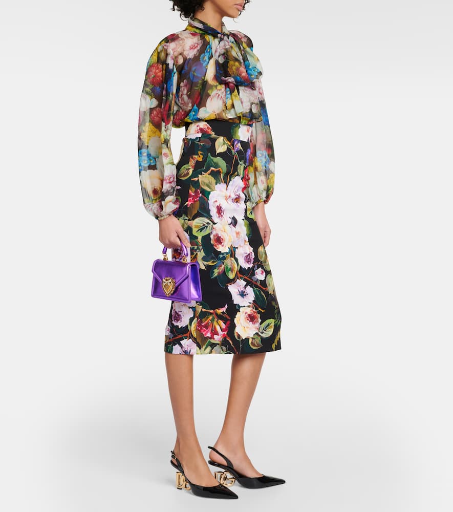Floral silk chiffon blouse