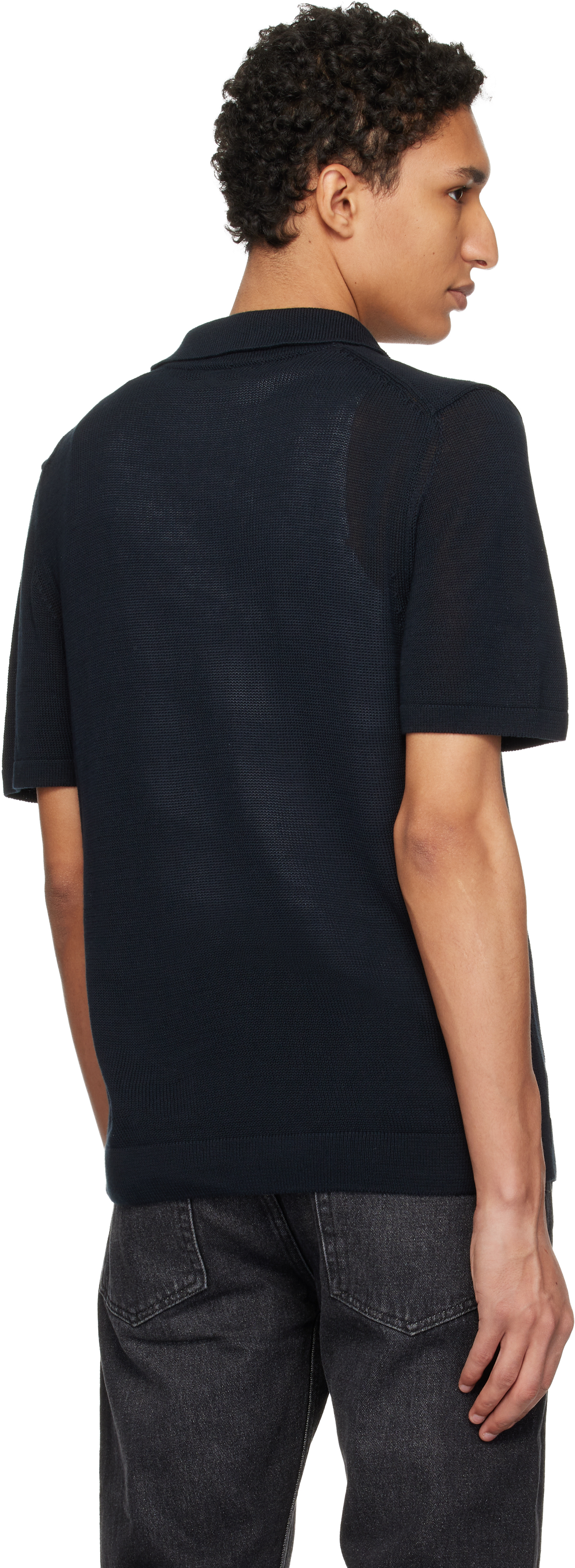 Navy Cotton Short Sleeve Polo