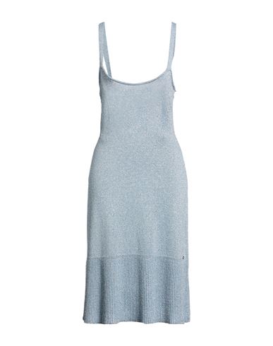 Woman Mini dress Sky blue Size M Viscose, Metallic fiber