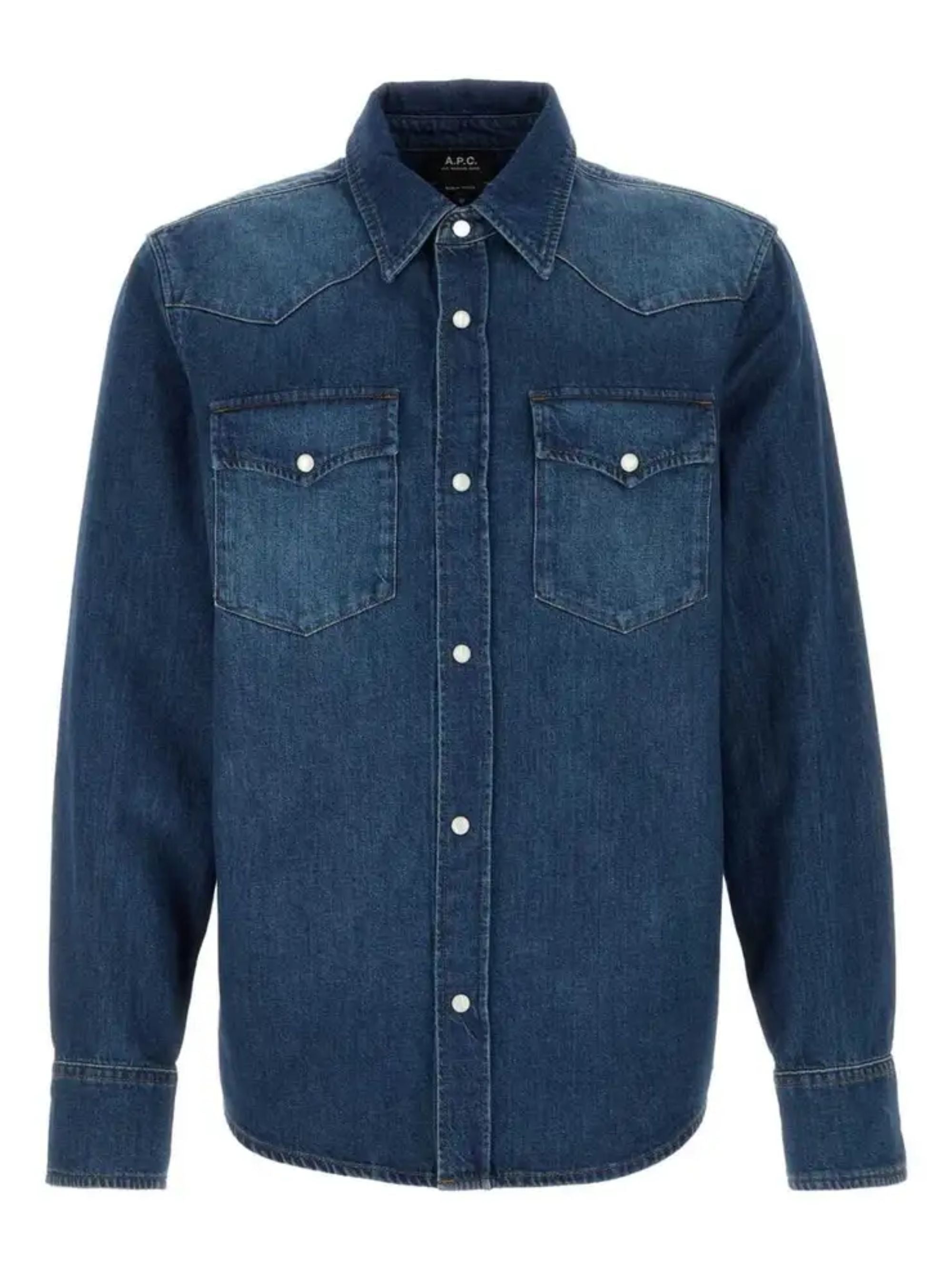 A. p.c. Men's Cotton Western Shirt with Button-Up Front and Chest Pockets